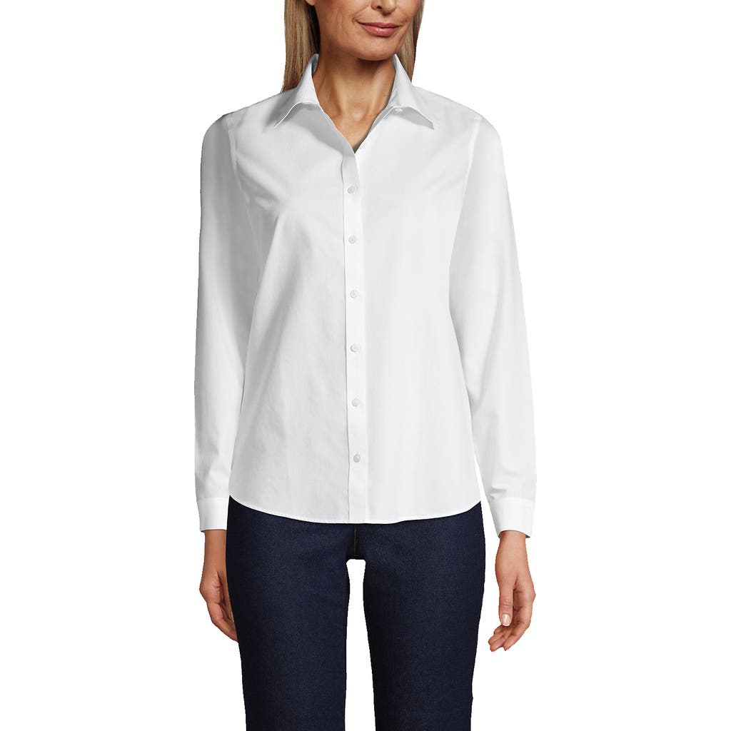 Lands' End No Iron Supima Cotton Long Sleeve Shirt In White