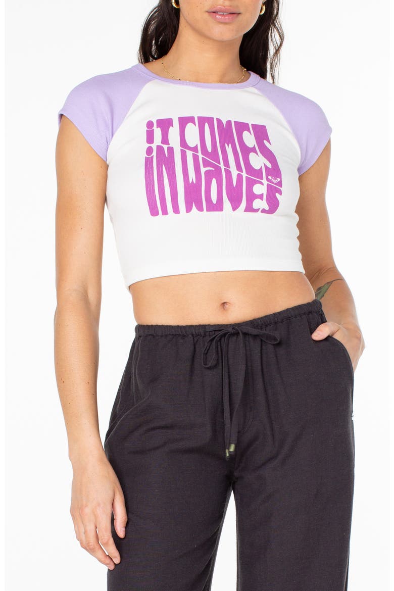 Comes in Waves Crop Graphic T-Shirt, Main, color, LILAC BREEZE COMES IN WAVES