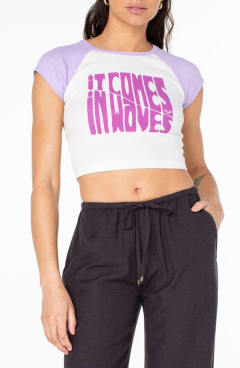 Comes in Waves Crop Graphic T-Shirt