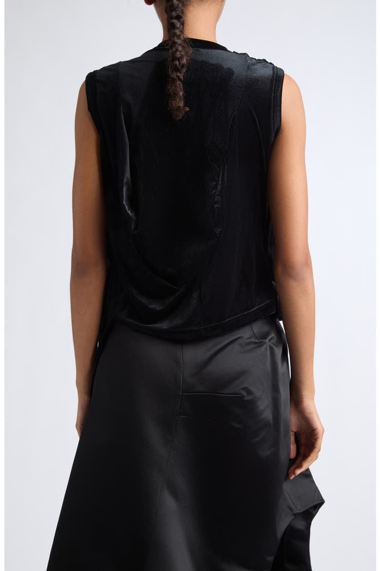 Pleated Stretch Velour Tank, Alternate, color, BLACK