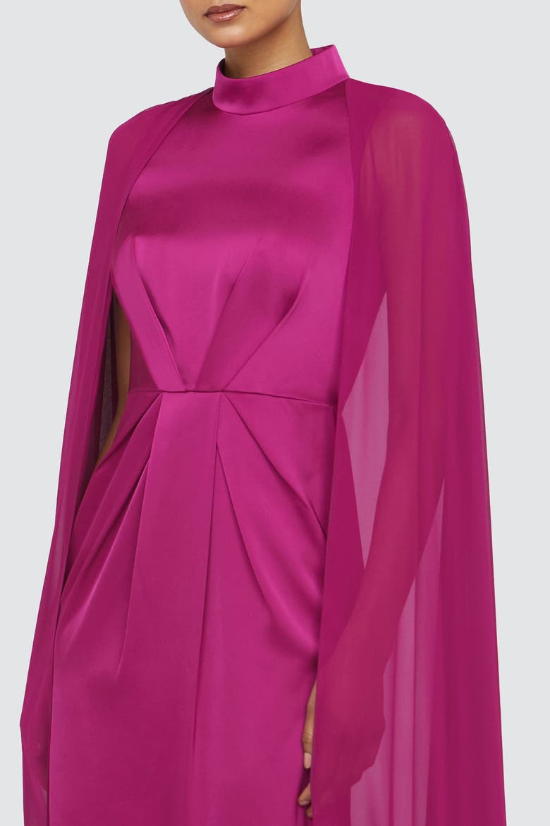 Phillipa Cape Gown, Alternate, color, Sangria