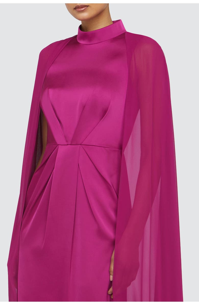 Theia Phillipa Cape Gown, Alternate, color, Sangria