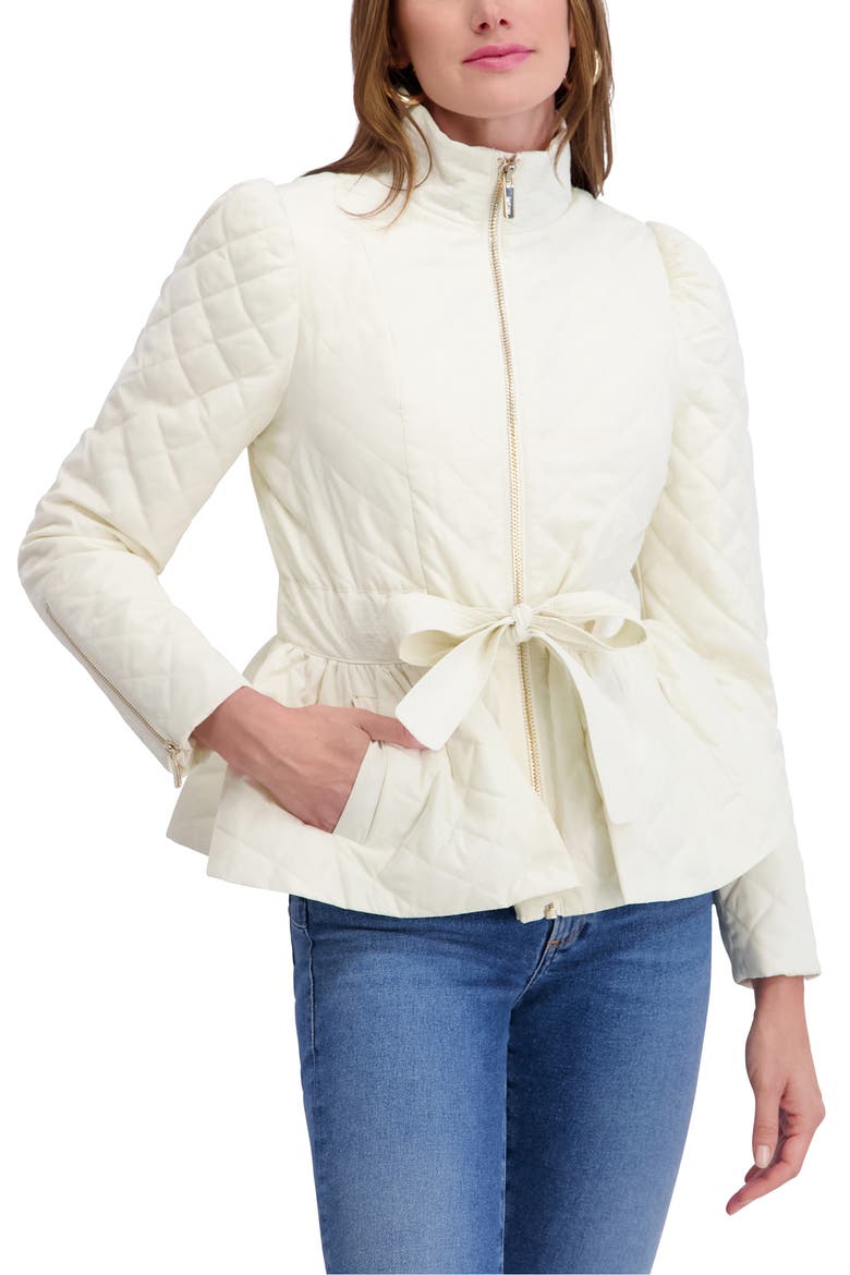 Quilted Peplum Jacket, Alternate, color, IVORY