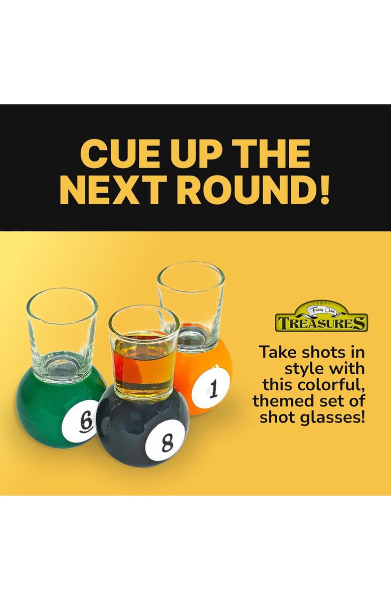 Fairly Odd Novelties Billiards Pool Ball Shot Glasses, Set of 9 1oz Glasses, Alternate, color, Multicolored