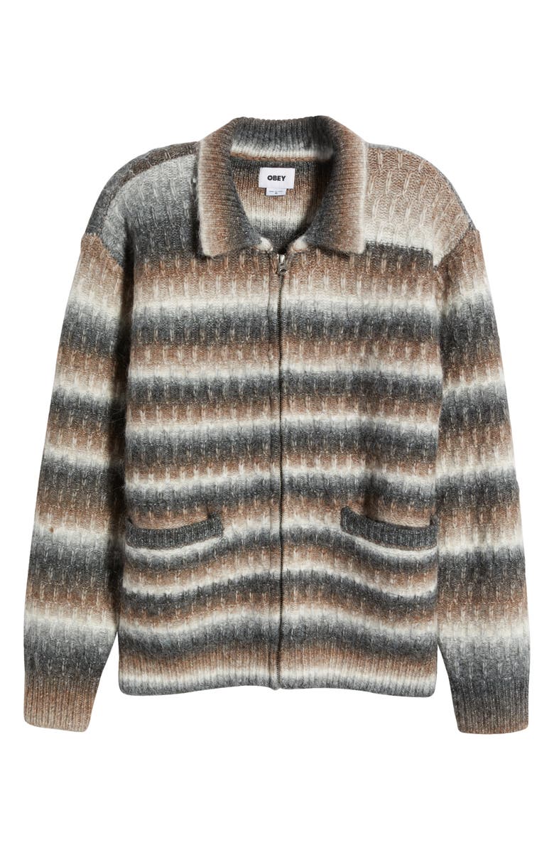 Obey Reggie Ombré Stripe Zip Cardigan, Alternate, color, 