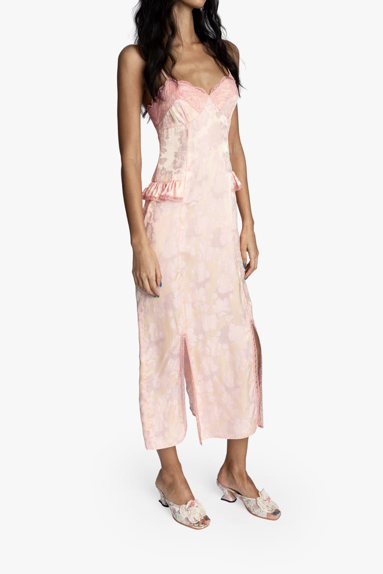 Damask Rose Brocade Slip Dress, Alternate, color, BLUSH