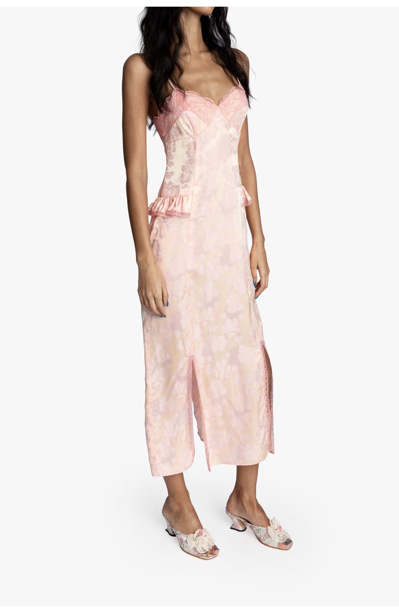 Anna Sui Damask Rose Brocade Slip Dress, Alternate, color, Blush