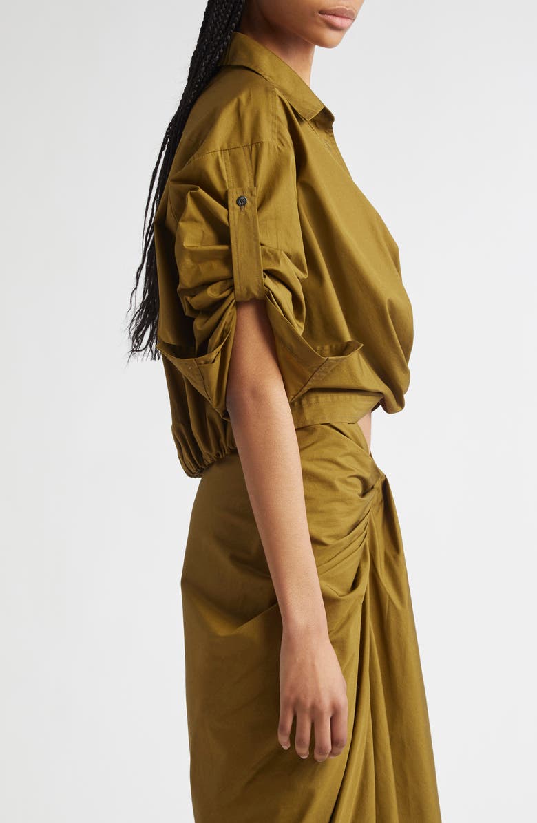 A.L.C. Leo Twist Hem Cotton Button-Up Shirt, Alternate, color, 