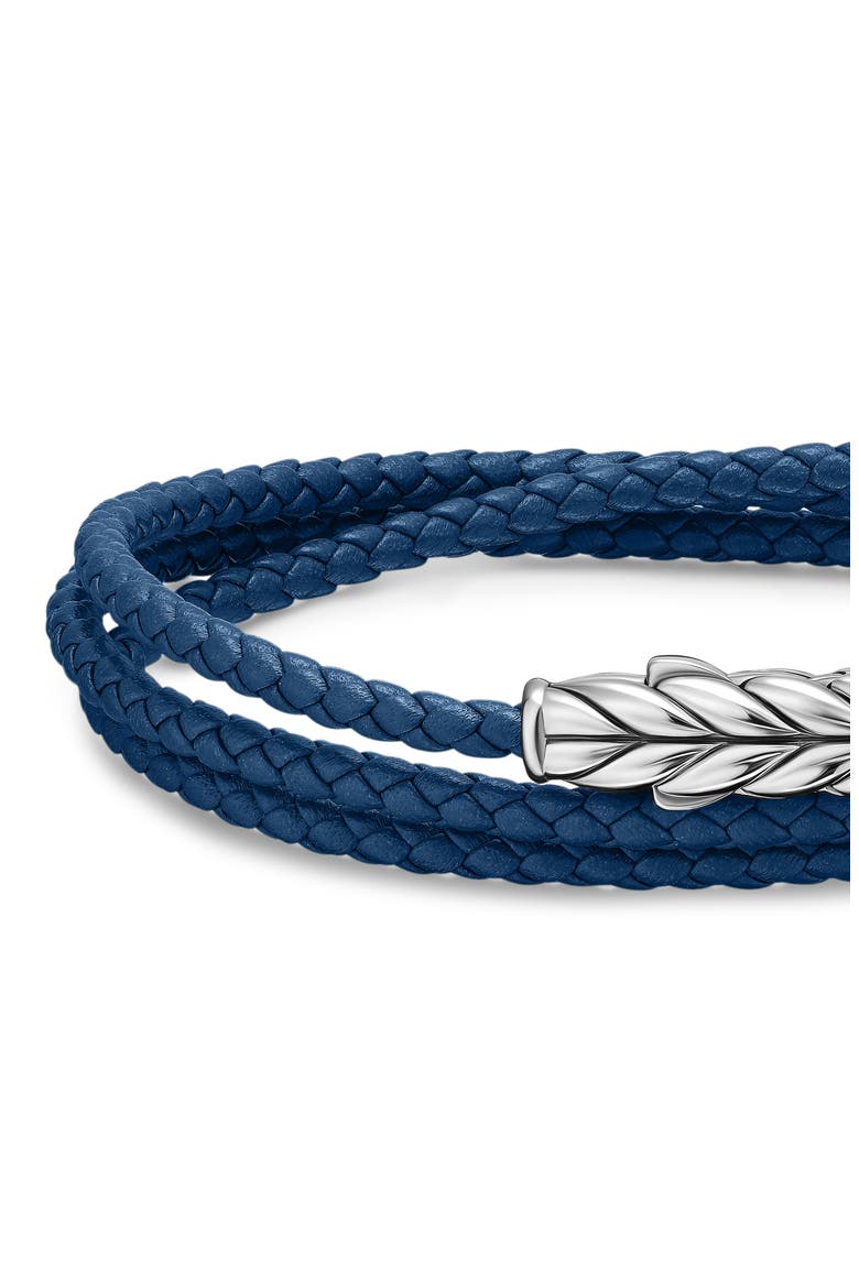 Sterling Silver Leather Bracelet, Alternate, color, BLUE