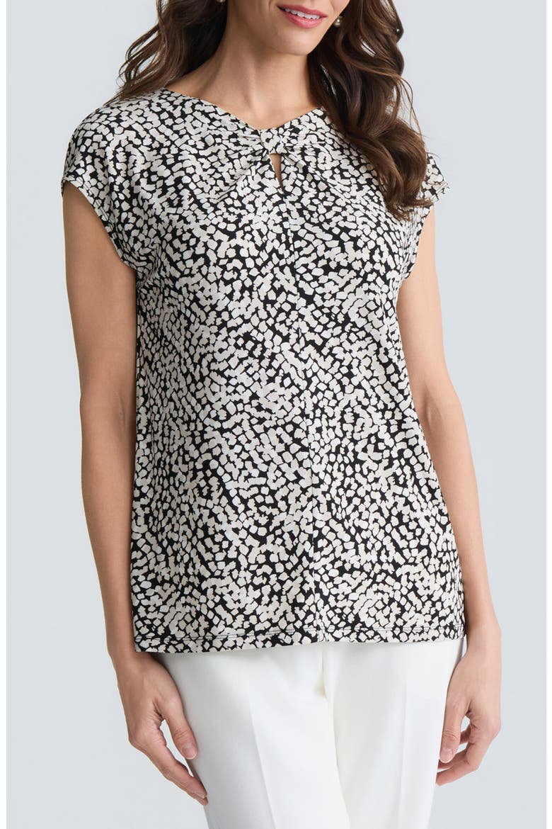 Dot Print Scrunch Neck Knit Top, Main, color, BLACK MULTI