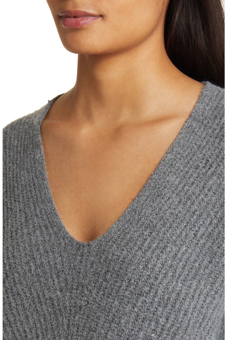 Directional V-Neck Sweater, Alternate, color, GREY DARK HEATHER