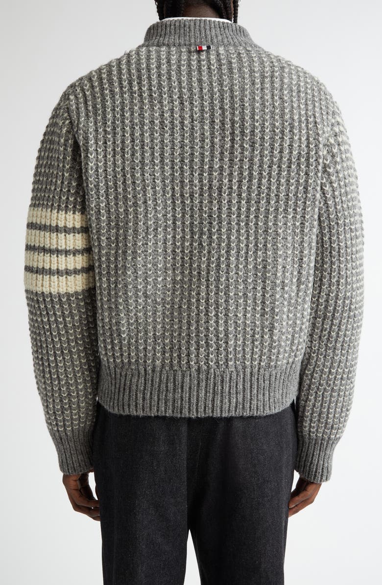 Thom Browne Tuck Wool Bomber Cardigan, Alternate, color, 