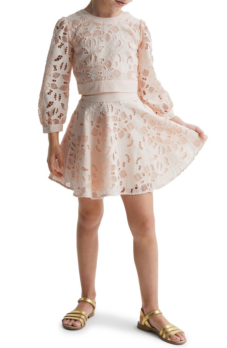 Reiss Kids' Nella Jr. Guipure Lace Cotton Skirt, Alternate, color, 