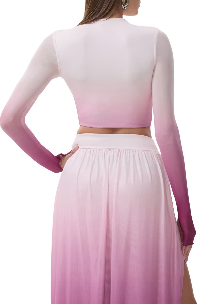 AFRM Eleni Ombré Mesh Crop Top, Alternate, color, Mauve Ombre