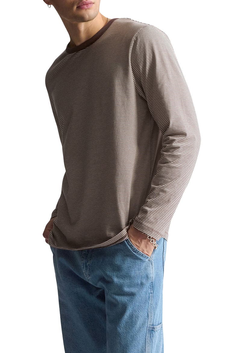 Stripe Ringer Long-Sleeve T-Shirt, Alternate, color, CHOCOLATE MARTINI STRIPE