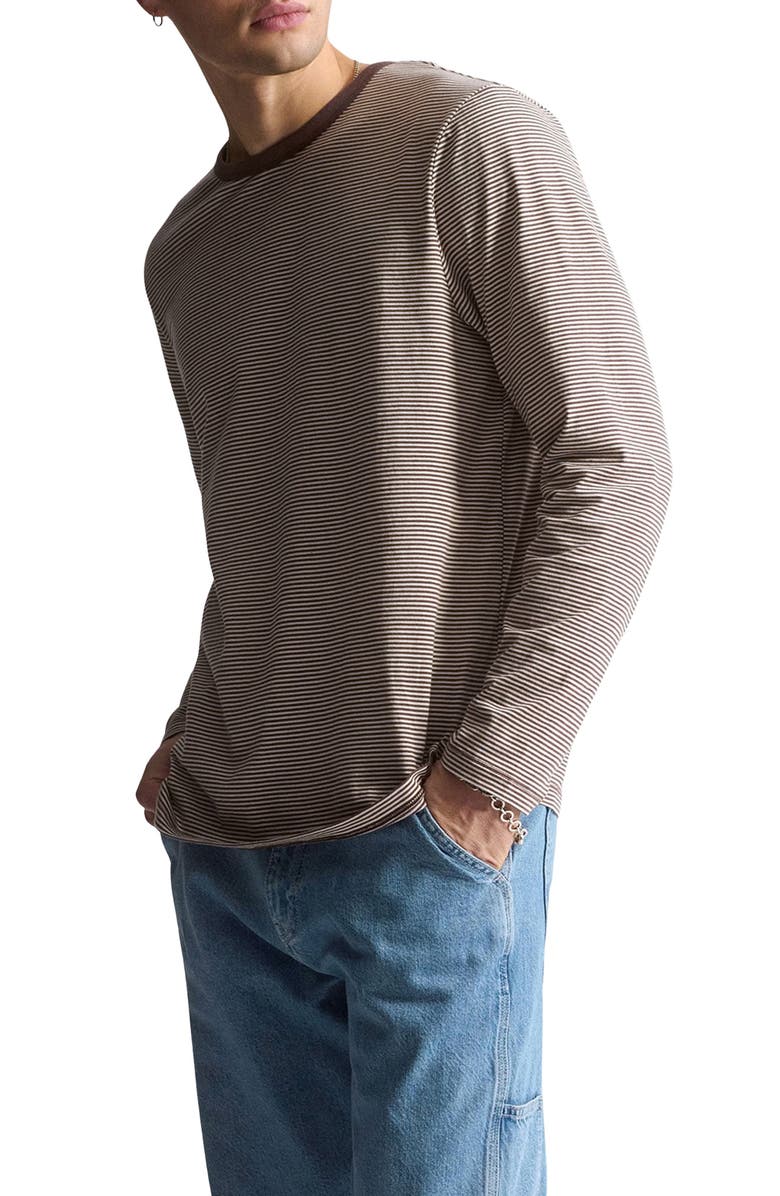 Brooklyn Industries Stripe Ringer Long-Sleeve T-Shirt, Alternate, color, Chocolate Martini Stripe