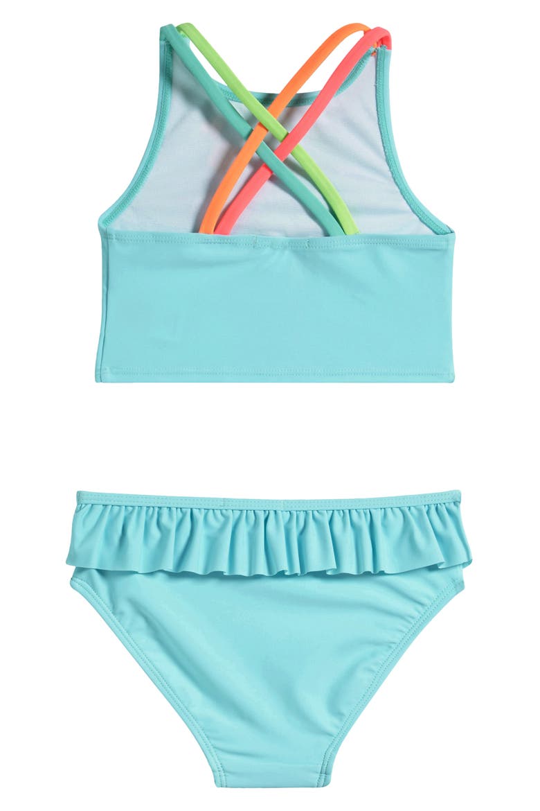 Kids' Ice Cream Appliqué Two-Piece Swimsuit, Alternate, color, AQUA