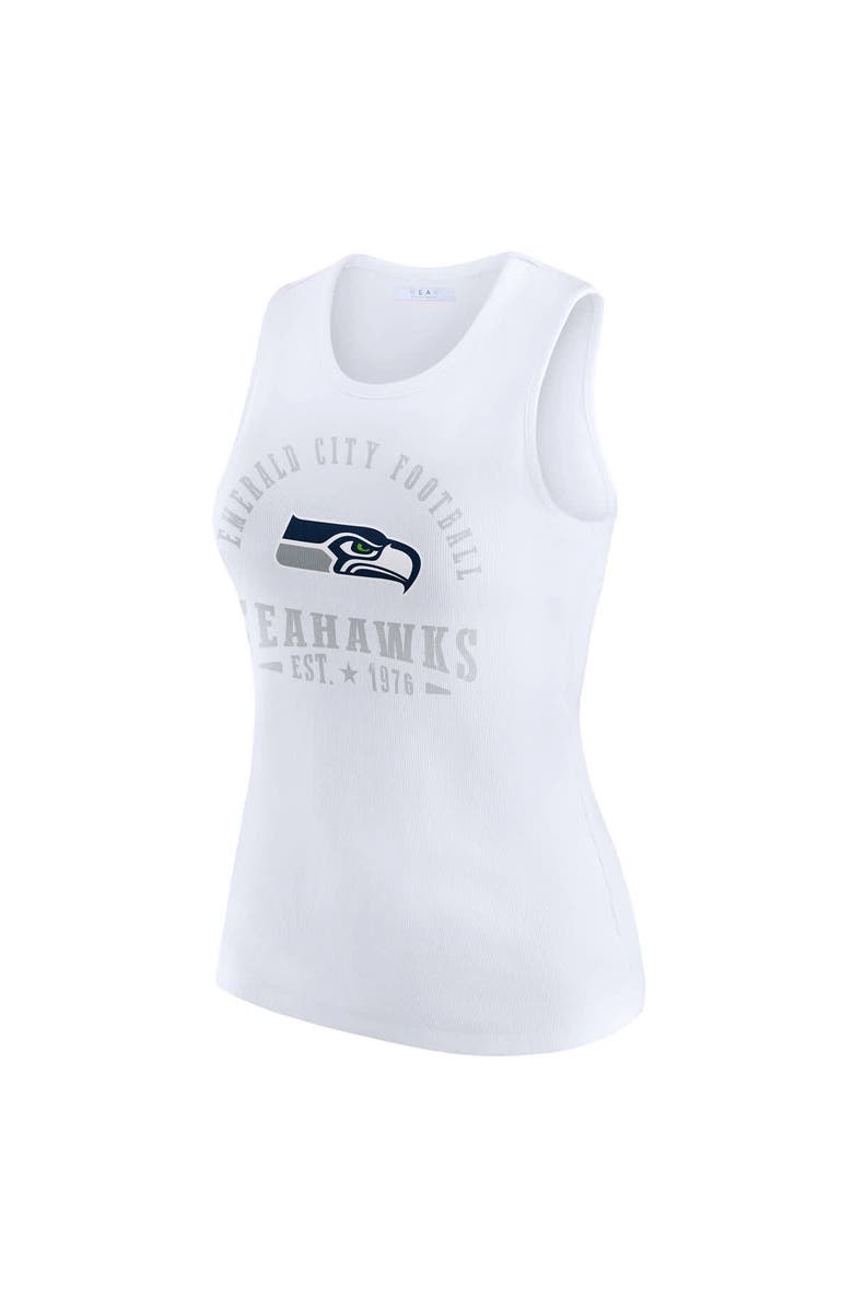 WEAR by Erin Andrews Women's WEAR by Erin Andrews White Seattle Seahawks Ribbed Graphic Tank Top, Alternate, color, White