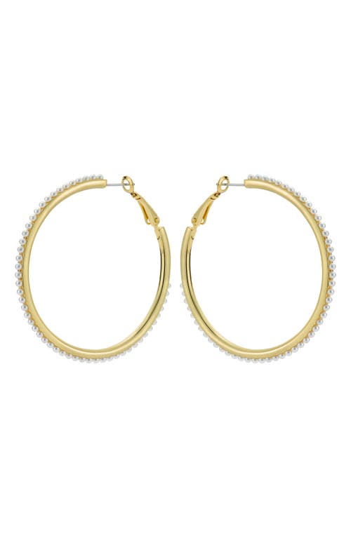 Ted Baker Perla Faux Pearl Hoop Earrings In Gold Tone/pearl