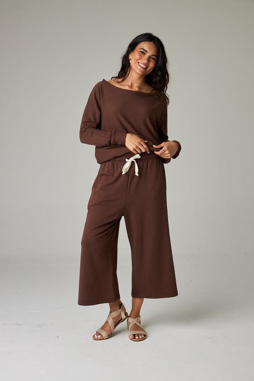 Eavolu Baikal Eco-luxe Fleece Crop Pant In Brown