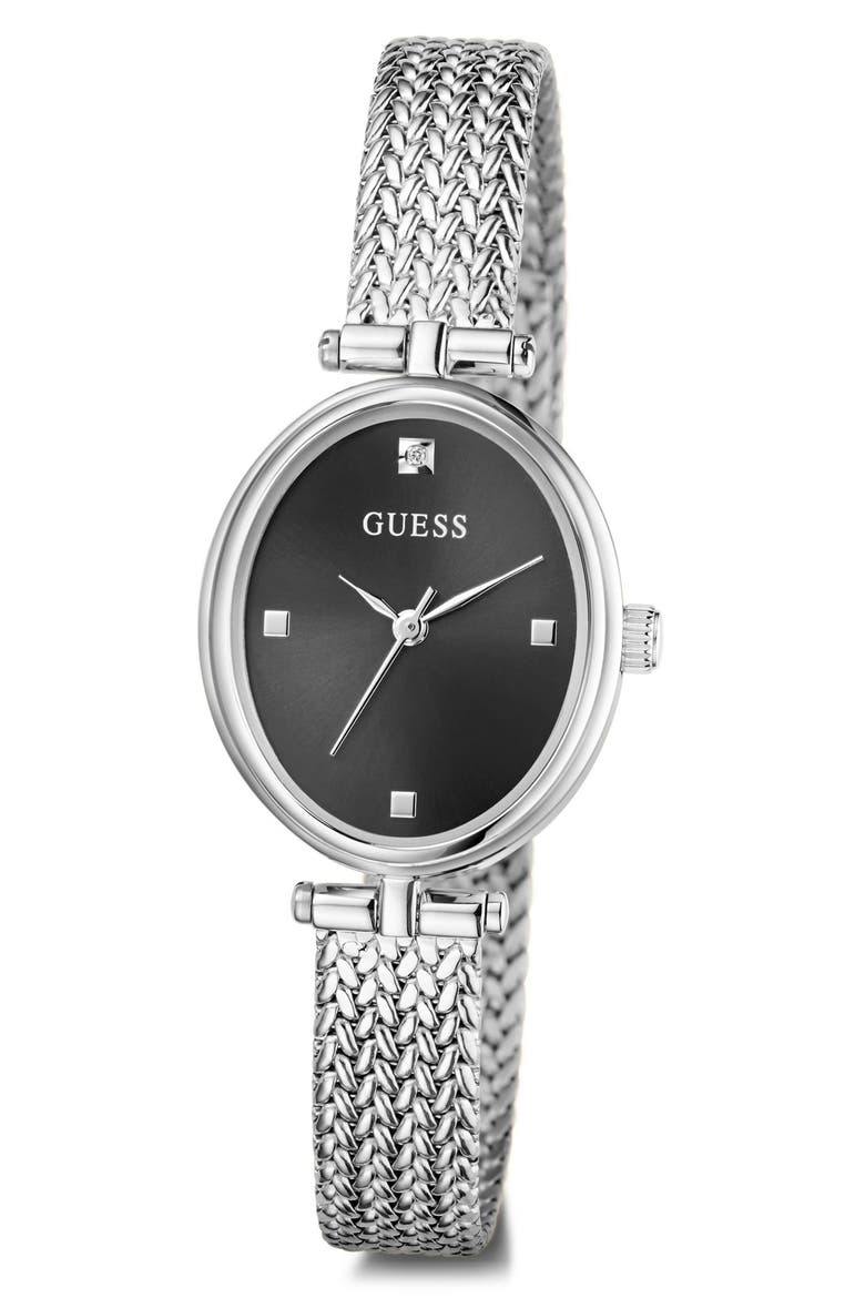 Ruby Oval Mesh Strap Watch, 24mm, Alternate, color, SILVER TONE