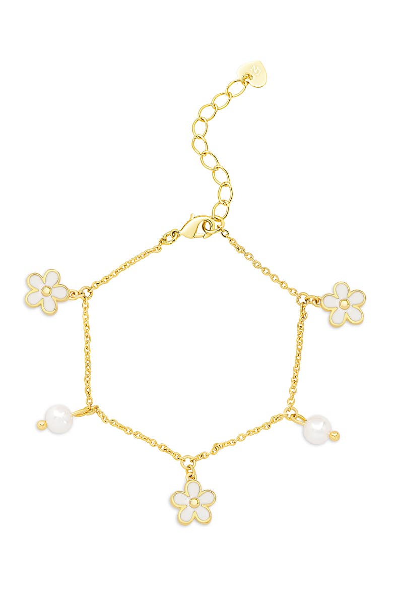 Flower & Pearl Charm Bracelet, Alternate, color, GOLD