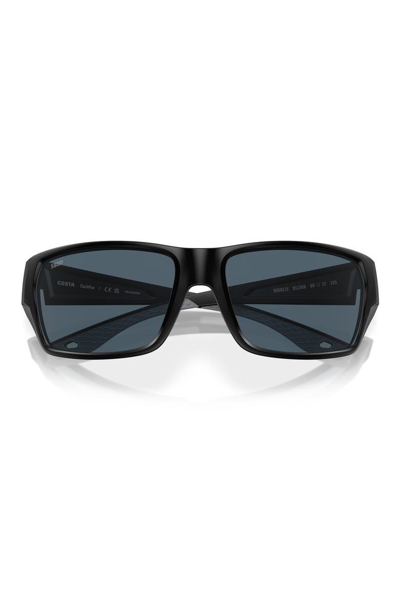 Tailfin 57mm Polarized Rectangular Sunglasses, Alternate, color, GREY