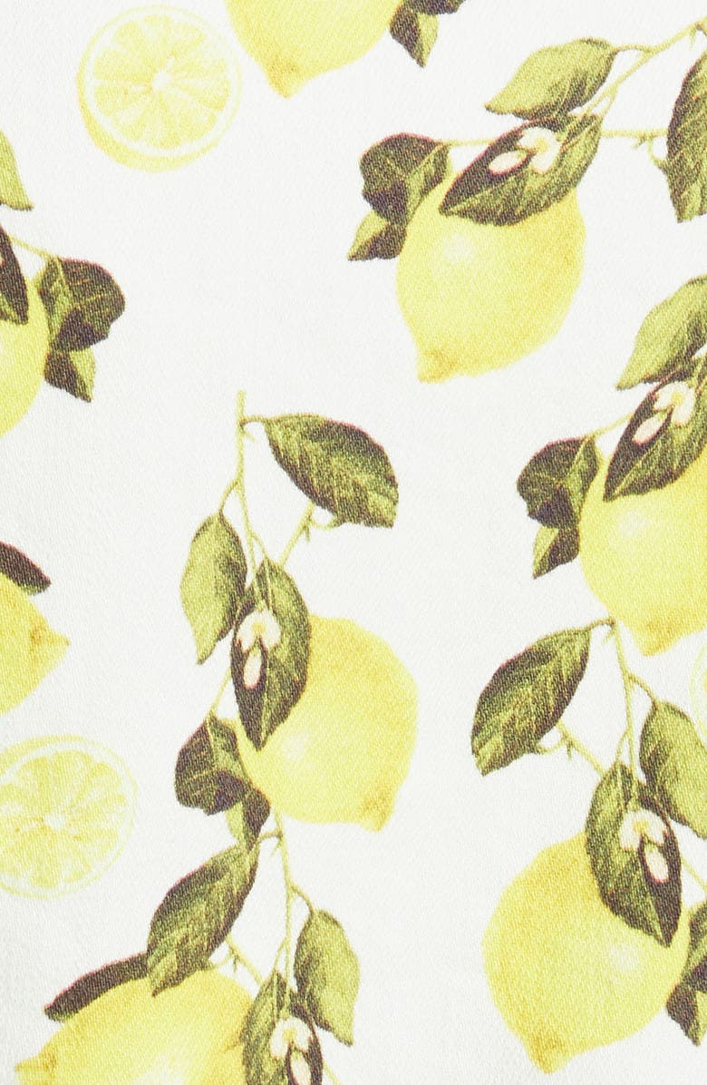 L'AGENCE Celine Lemon Print Stretch Cotton Trucker Jacket, Alternate, color, Ivory/ Yellow Lemons