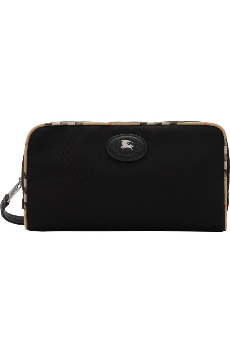 Burberry Medium Check Trim Travel Pouch, Main, color, Black