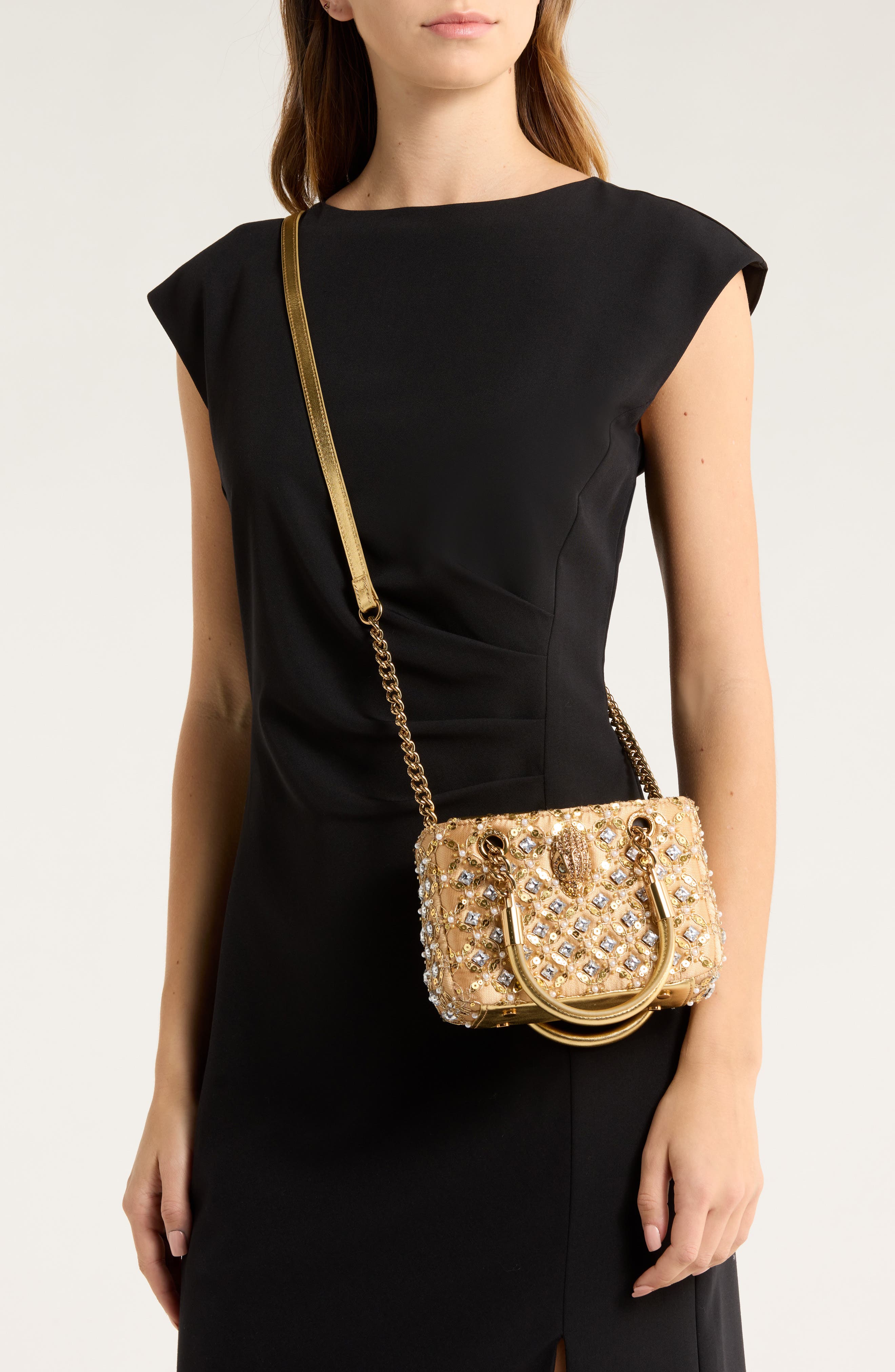 Kurt Geiger London Mini Sequin Kensington Convertible Crossbody Bag, Alternate, color, Gold