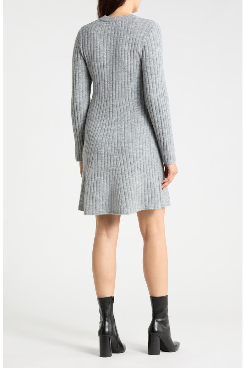 ribbed knit long sleeve dress Long-Sleeve Rib-Knit Mini Dress - Gold
