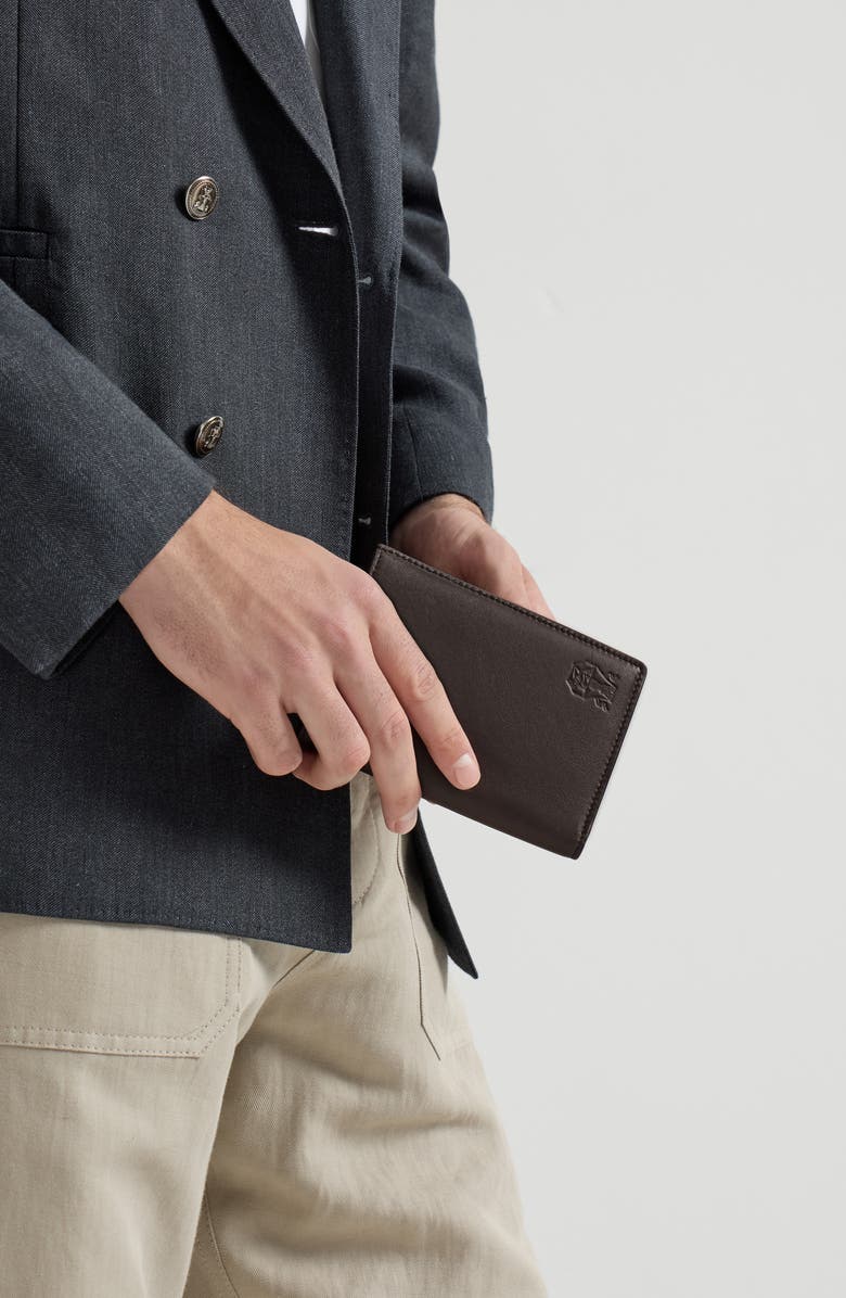 Brunello Cucinelli Calfskin passport holder, Alternate, color, Brown
