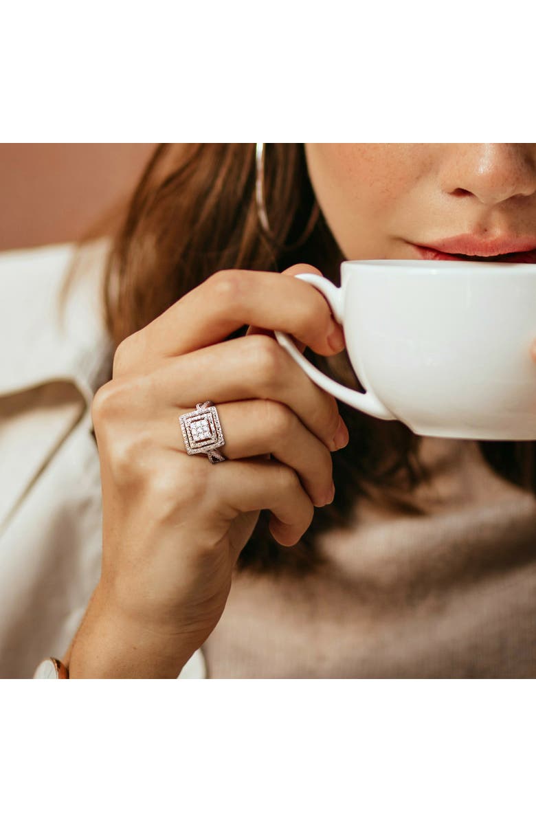 Julianna B. Diamond Princess-cut Halo Engagement Ring 10k, Alternate, color, 10K White Gold