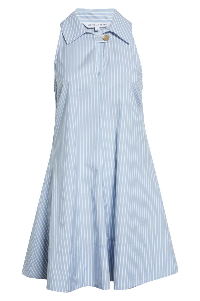 Florenz Cotton Pinstripe Minidress, Alternate, color, PALE BLUE RIVER/ WHITE
