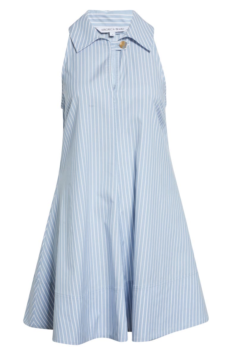 Veronica Beard Florenz Cotton Pinstripe Minidress, Alternate, color, Pale Blue River/ White