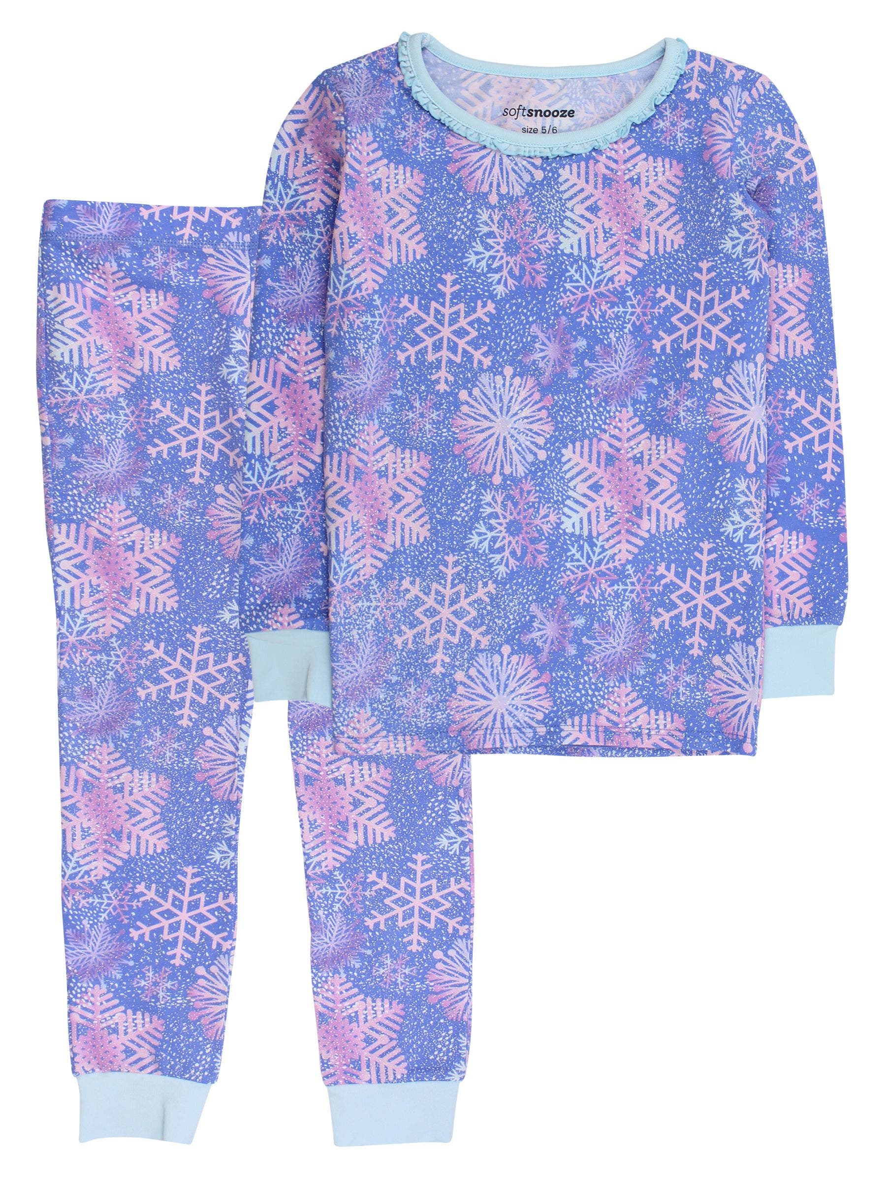 Rufflebutts Kids'  Modal Blend Girls Ruffle Long Sleeve Pajama Set In Blue