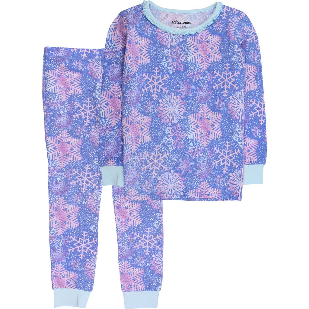 Rufflebutts Kids' Modal Blend Girls Ruffle Long Sleeve Pajama Set In Blue