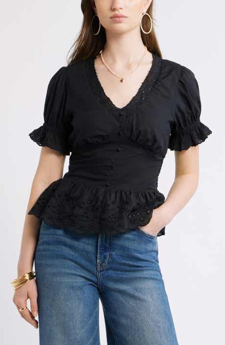 Cutwork Peplum Top
