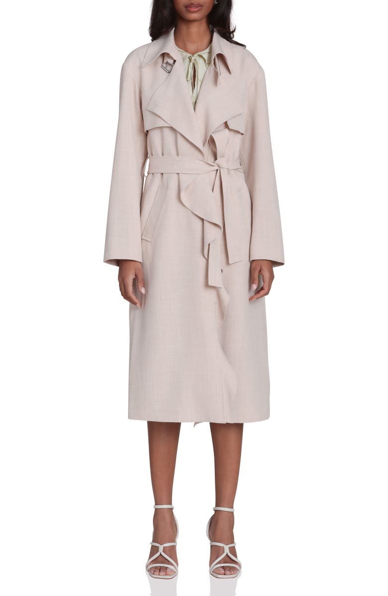 Avec Les Filles Cascade Drape Trench Coat, Main, color, Flax