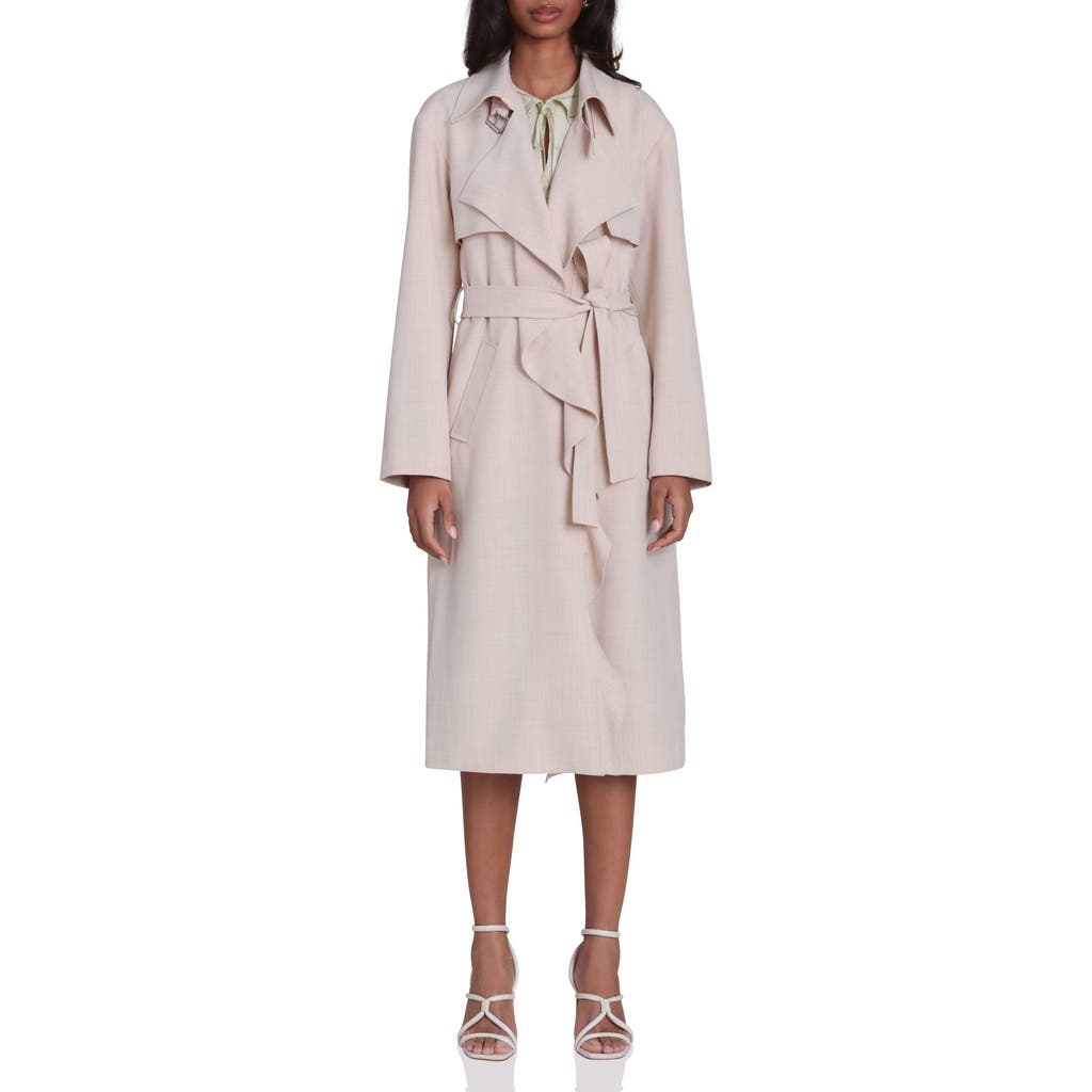 Avec Les Filles Cascade Drape Trench Coat In Brown