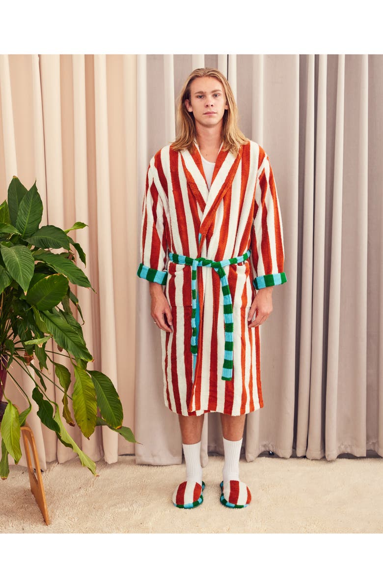 Dusen Dusen Field Stripe Terry Bathrobe, Alternate, color, 