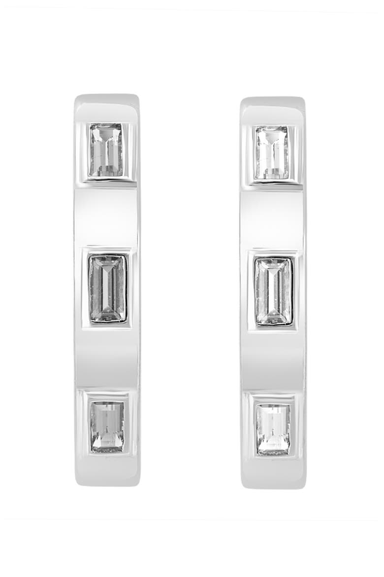 White Topaz Hoop Earrings, Alternate, color, SILVER/ WHITE