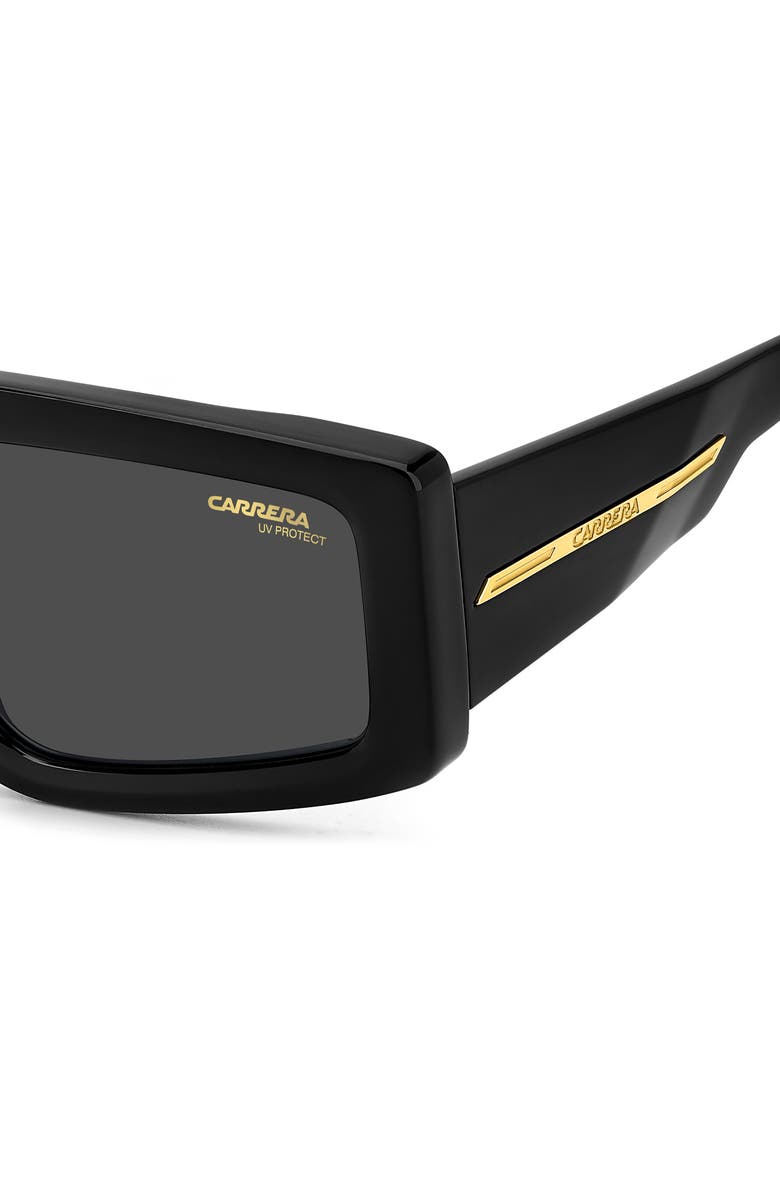 Carrera Eyewear Victory 55mm Square Geometric Sunglasses, Alternate, color, Black Gold/ Grey