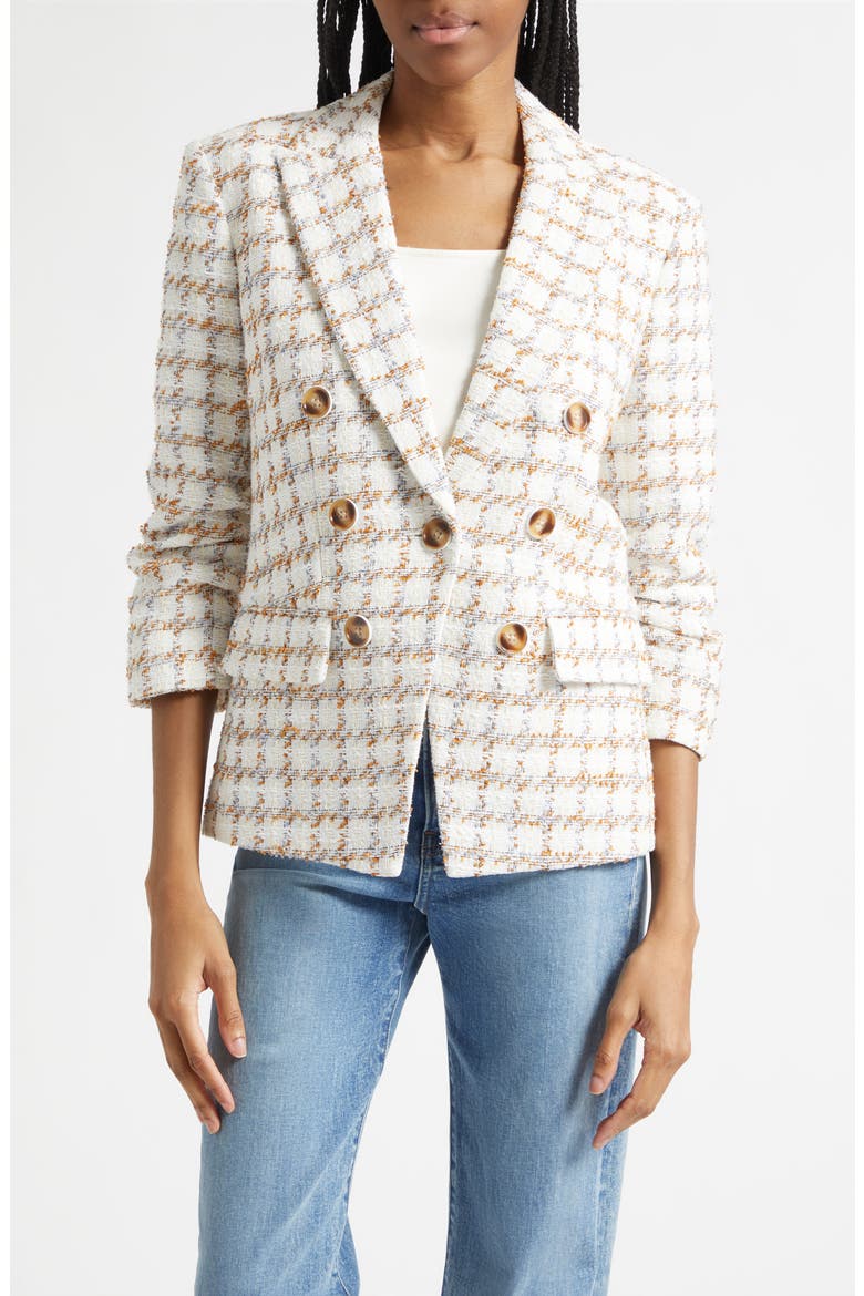 Ryland Double Breasted Metallic Tweed Dickey Jacket, Alternate, color, ECRU MULTI