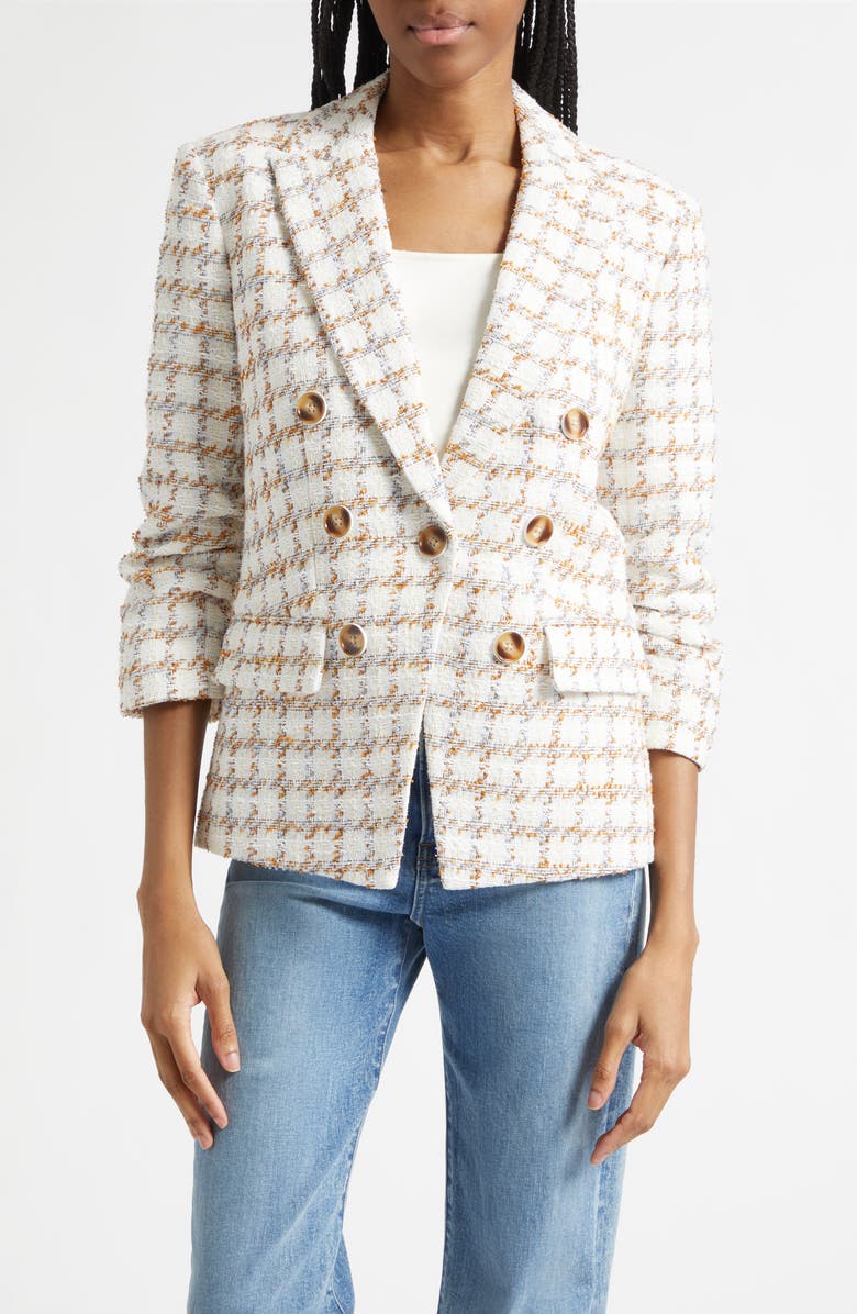 Veronica Beard Ryland Double Breasted Metallic Tweed Dickey Jacket, Alternate, color, Ecru Multi