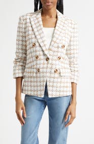Veronica Beard Ryland Double Breasted Metallic Tweed Dickey Jacket