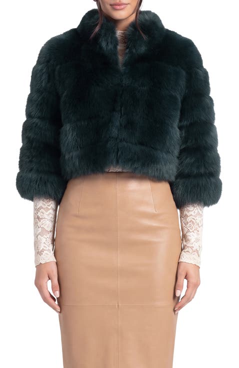 Genuine Shearling Bolero, Cropped Sleeves