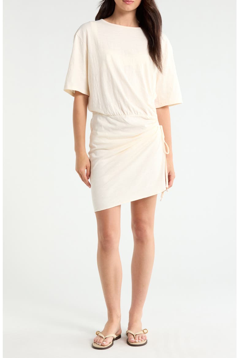 Shirred Side Cover-Up Shirt Dress, Main, color, CREAM