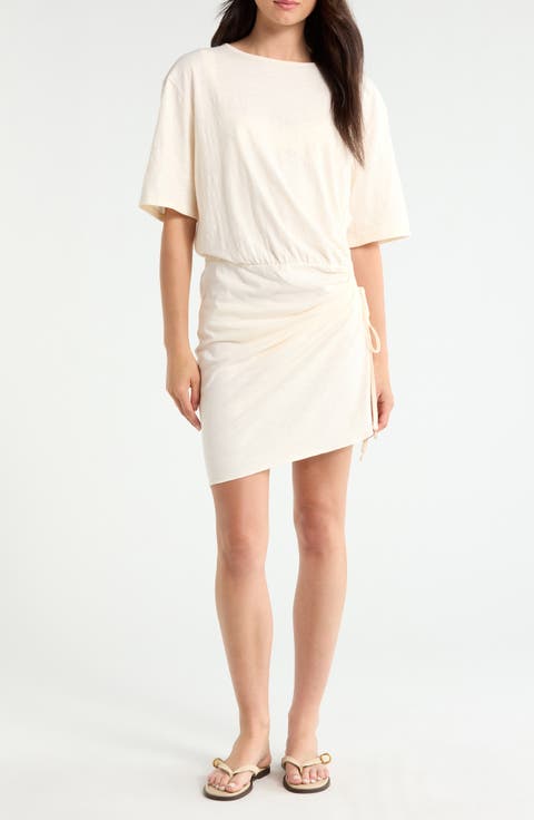 Shirred Side Cover-Up Shirt Dress