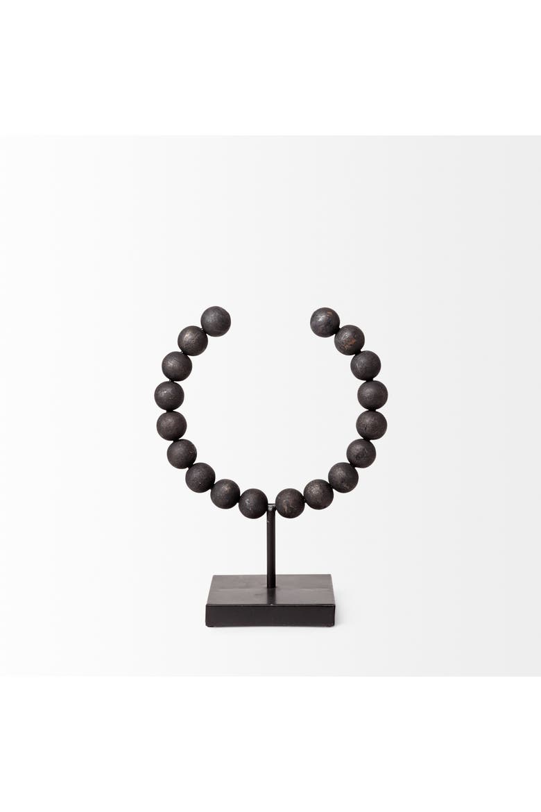 Tulane Beaded Broken Sphere Decorative Object, Alternate, color, Black